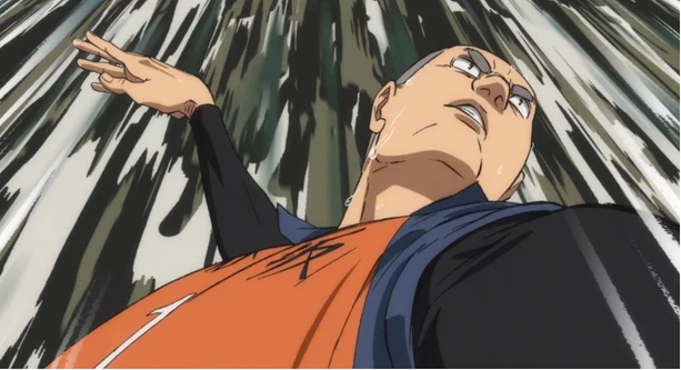 Wakatsu Kiryu mid air winding up a spike, seen from below